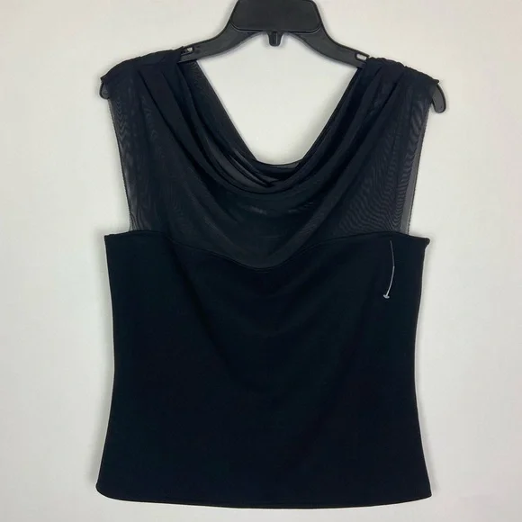 Marcella NYC Cabrini Top European Ponte & Mesh Drape Top Medium - Picture 12 of 16